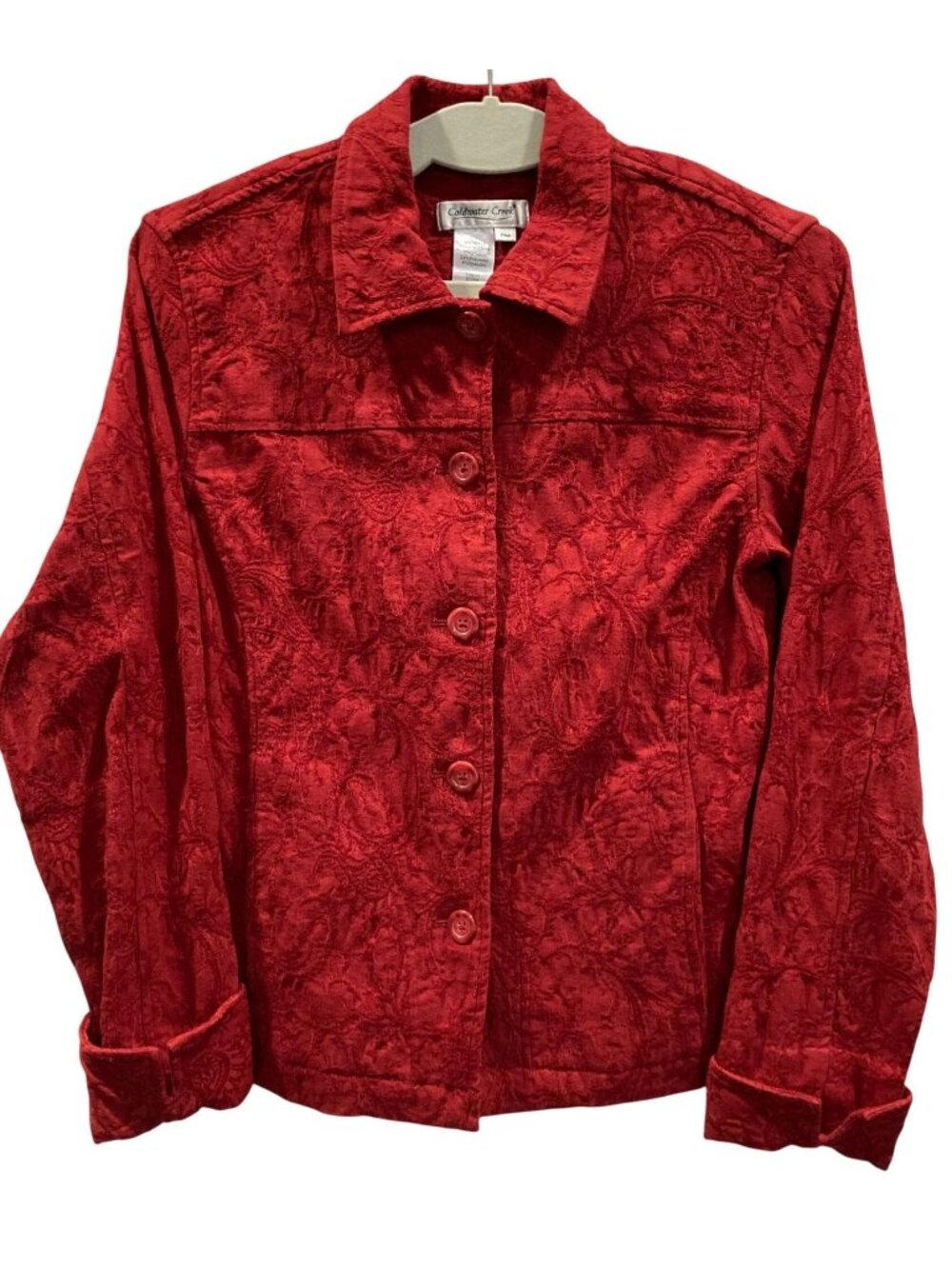 Vintage Y2K Coldwater Creek Tapestry Jacket PM Red Tomato Girl Feminine Boho
